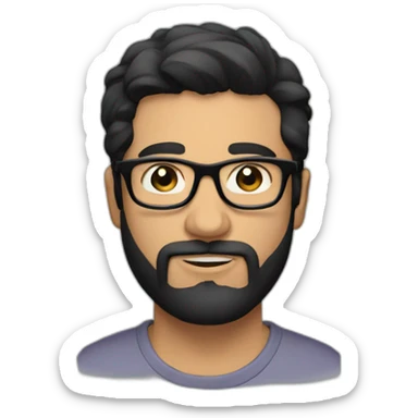 a handsome man with a black beard, black hair, and wearing spectacles sticker