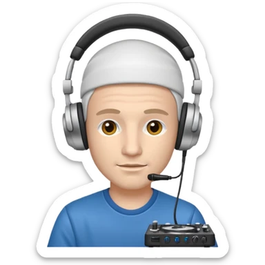 White dj mixing, headphone on head  sticker