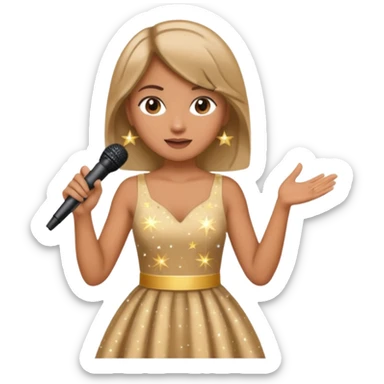 dọa cat is singing, 2 hands holding mirco and twinkle dresss sticker