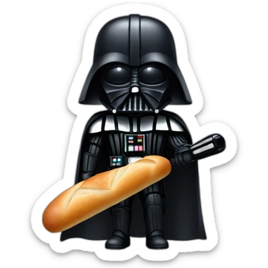 darth vader with a baguette instead of lightsaber sticker