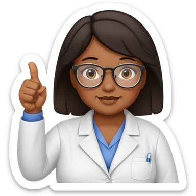 make a fat brown female biology teacher with glasses giving a thumbs up with short black hair wavy sticker