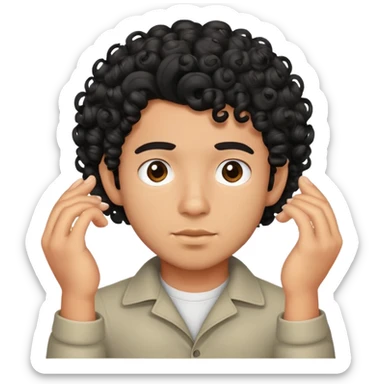 gay Mexican boy with black curly hair curling his hair  sticker