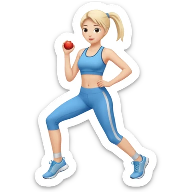 a girl does morning exercises sticker