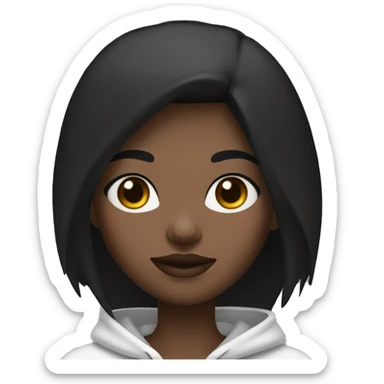 Girl middle length black hush cut hair and wear black hoodie and white skin and black eyes with eyeline sticker