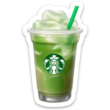 Starbucks iced matcha latte. ice cubes are visible sticker