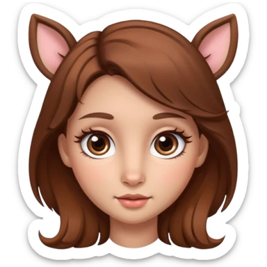 Make a cute girl deer with brown hair and big brown eyes give her cute lashes sticker