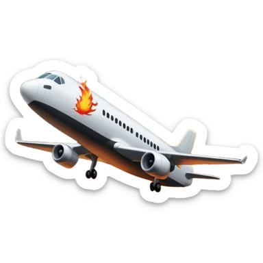 a plane crash in the middle of the night with fire and people running away sticker