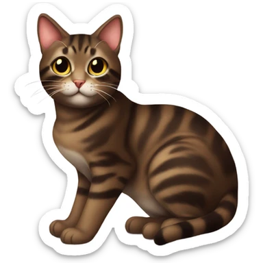 Cute dark brown tabby cat celebrates Christmas  sticker