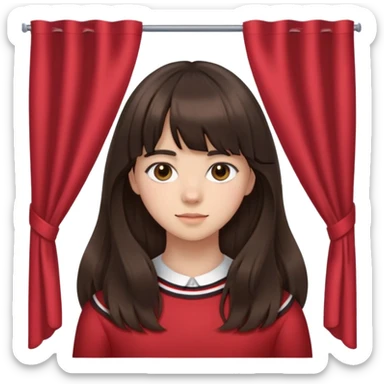 Make 3 15-year-old girls, the first one with straight brown hair and bangs, the second one with wavy brown hair and curtain bangs, and the last one with black hair. sticker