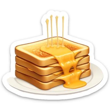 Half-eaten kaas tosti with cheese strings stretching sticker