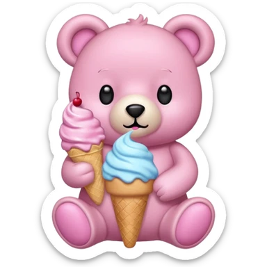 Pink teddy bear with ice cream sticker