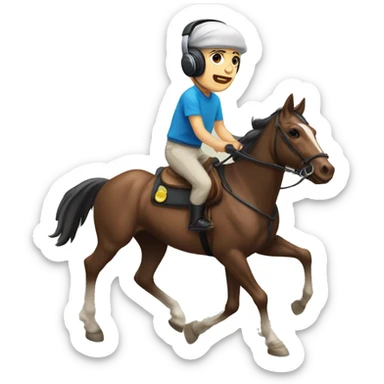 persona en carrera de caballo con audifonos de persona sordas sticker
