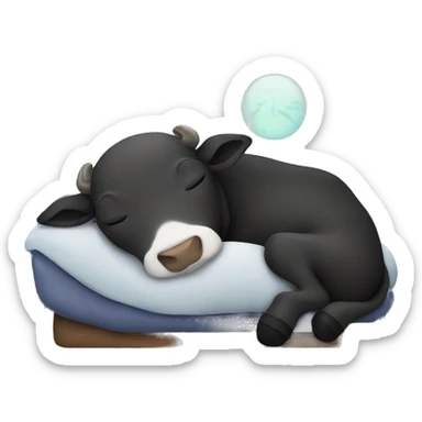 sleeping tesla at night with moo sticker