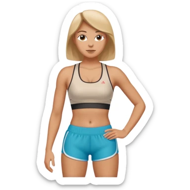 average woman's torso wearing a sports bra and shorts sticker