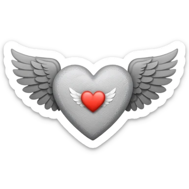 grisgray heart with wings and a hospital bandage (all gray) sticker