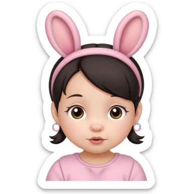 bunny ear accessory wearing baby dark haired piggy bun sticker