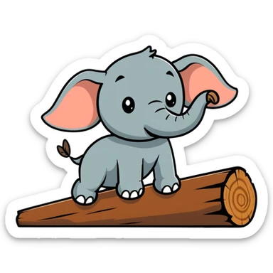 An elephant fly gnawing a log like a beaver sticker