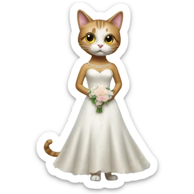 cat standing on two legs in bridal dress sticker