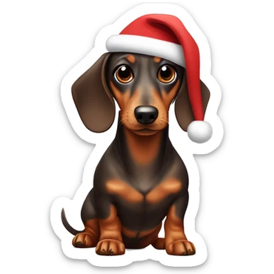 dachshund dog wearing Santa hat sticker