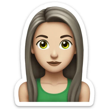 Skinny white girl with long dark brown hair and green eyes powerlifting sticker