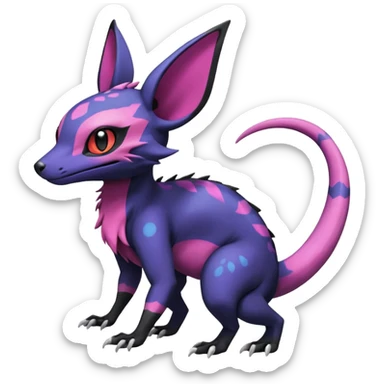 Rare epic aesthetic colorful Salandit-Noibat-Eevee-Genet-species-Fakemon-hybrid-creature, with markings, full body sticker