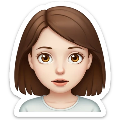 A hungry girl with medium brown hair and brown eyes  sticker