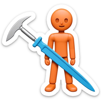 Clay figurine icon, small figure made of colorful modeling clay, sculpting tools like knife and shaping tools, minimalistic style, clean lines, transparent background. sticker
