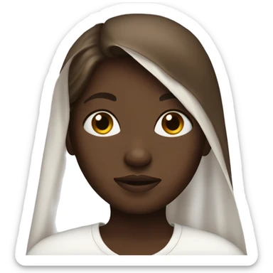 Girl with brown hair and dark skin, covered with a sheet sticker