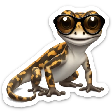  Black and brown and white Gecko with sunglasses sticker