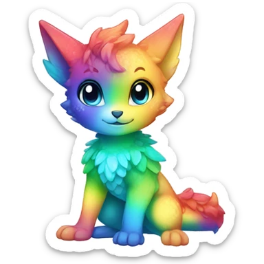 a anthro chibi-style colorful rainbow-gradient-shiny gem-sparkle-Fakémon-hybrid full body sticker