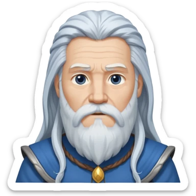 Odin, Wisdom God from Norse Mythology with long white hair, blue and grey outfit sticker