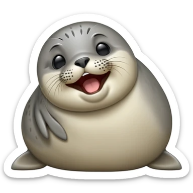 cinematic-cute-realistic yawning-harbour-seal-portrait-emoji,-head-tilted-slightly-with-a-dramatic,-wide-open-yawn,-showcasing-a-smooth,-rounded-body-with-gently-drooping-features-and-sleepy,-half-closed-eyes,-simplified-yet-irresistibly-adorable sticker