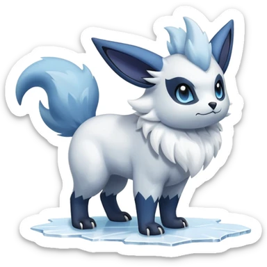 Shiny White Furry Snowy Ice-type Absol-Minccino-Zorua-Hybrid (Full body) sticker