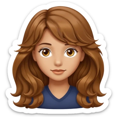 beautiful girl with wavy long hair and side-swept bangs, tan skin, and hazel eyes sticker