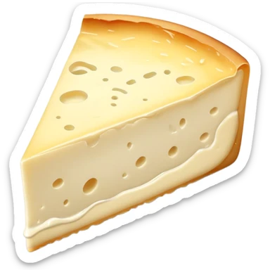 cinematic-realistic-brie-cheese-emoji,-featuring-a-creamy gooey center,-soft-ripened-cheese-with-a-delicate white rind-rendered-with-lifelike-detail-and-inviting,-natural-lightingwith a slide showing the gooey center sticker