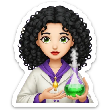 latina moon alchemist woman curly black hair potion sticker