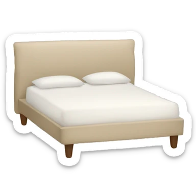beige double bed with duvet and white cushions sticker