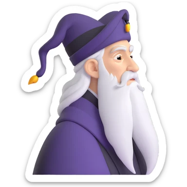 melancholy Albus Dumbledore side profile with long silver beard sticker