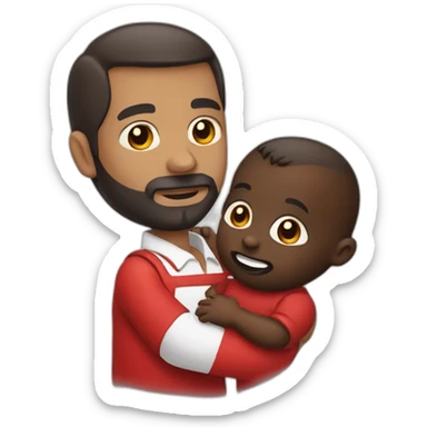 dark-skinned-bearded-man-holding-mask-of-baby-face-covered-in-red-paint sticker