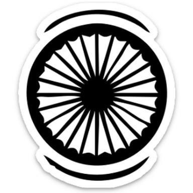 Indian flag with saffron, white, and green horizontal stripes and blue Ashoka Chakra wheel in the center sticker