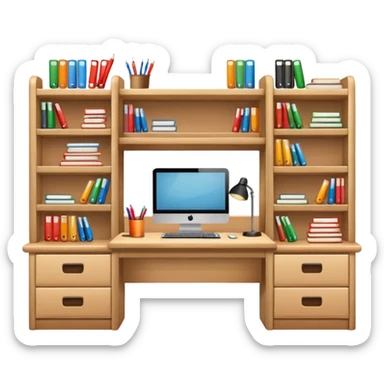 Make a.study table emoji with shelves. sticker