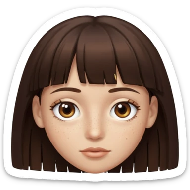 branca, olhos hazel, franjnha, pequenas sardas, cabelo castanho escuro, zoombue sticker