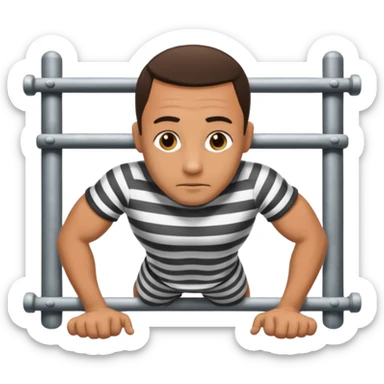 Prisoner doing pushups in jail cell sticker