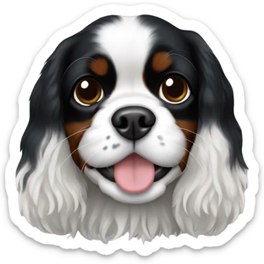 Small completely black Cavalier King Charles spaniel with black fur on his whole face and white fur on chest sticker