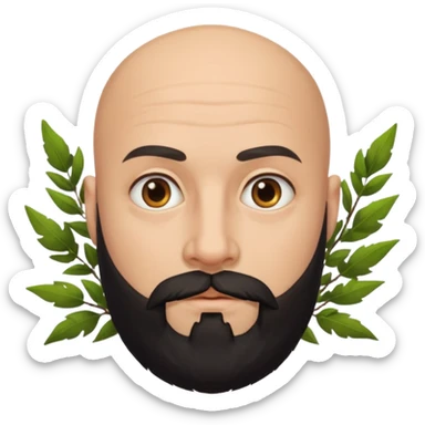 A bald man with a bush black beard sticker
