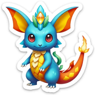 Elemental magical colorful exotic Pokémon-Fakémon-creature sticker