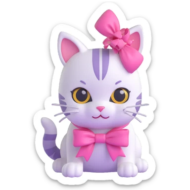 ios 3D style emoji of a cat with a pink bow on its head sticker