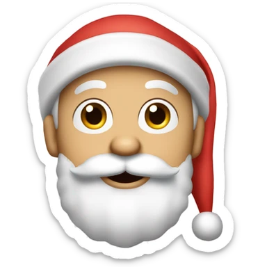 “An adorable Santa with a red suit, fluffy white beard, rosy cheeks, big eyes, and a red hat with a white pom-pom.” sticker