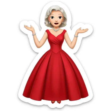 Older woman – elegant gown, 50s, diva, red dress, expressive singing pose sticker