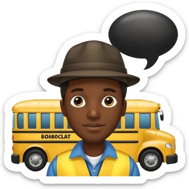 a school bus with a jamaican man saying bomboclat ("BOMBOCLAT' in speech bubble in front of the man) sticker